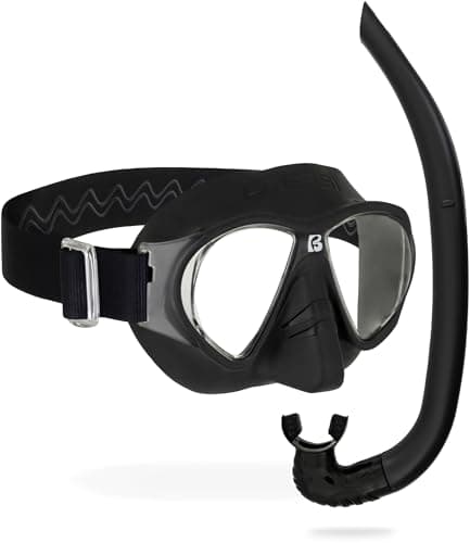 Cressi since 1946 - Nautilus Combo - Force Mask Separate Polycarbonate Lenses + Vibe Snorkel TPR Tube Silicone Mouthpiece Ideal Snorkeling and Surface Swimming - Black - One Size - Adult — view 2