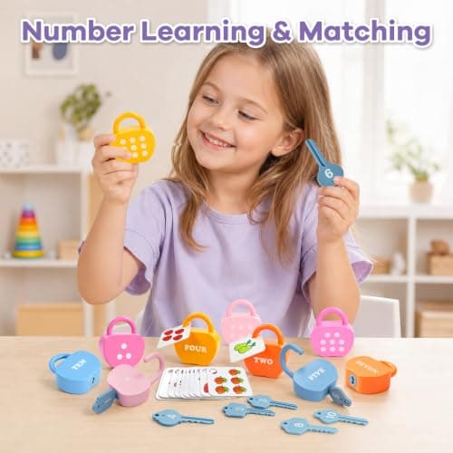 YYDeek Locks and Key Toddler Toys, Number Learning Counting Blocks for Kids — view 6