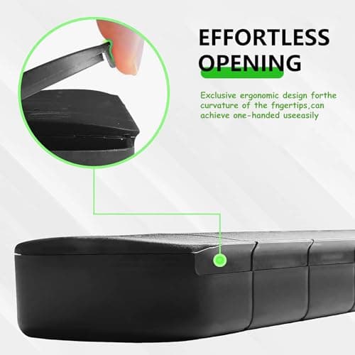 Portable Weekly Pill Box Organiser, 7 Day Travel Pill Case with Push Button Pop Open Lids Design, Black Weekly Tablet Pill Organiser for Vitamins, Supplements & Medicine Mark Curve — view 5
