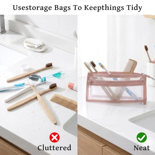 Elegaperma 4 Pcs Small Mesh Wash Bag Toiletries for Travel,Office,Home — view 4