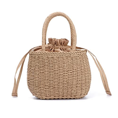 EVEOUT Women's Straw Handbag Top-Handle Bags Girls Summer Woven Straw Basket Bag Clutches Beach Vacation Bag