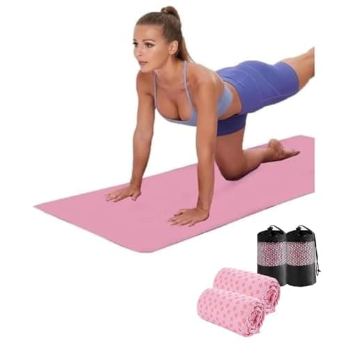 Oaygat 2 Pcs Yoga Mat Towel Non Slip Yogas Mat Towel with Grip Silicone Dots Microfibre Blanket Towels Quick Dry Portable Breathable Microfibre Blanket Towels for Bikram Pilates Gym Workout