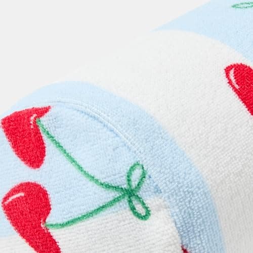 OHS Heart Cherries Inflatable Pillow, Bolster Cushion Lightweight Compact Sun Lounger Cushion with Microfibre Cover Back Support Outdoor Cushions Travel Poolside Beach Accessories, Blue/White — view 6