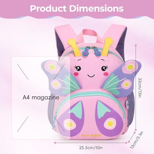 PROTAURI Kids Backpack for Girls 11L Aged 3-6, Butterfly — view 2