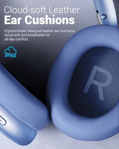 Wentronic Y01 Wireless Over Ear Headphones, Noise Canceling Bluetooth 5.3 Headphones with Microphones,Hi-Res Audio,48H Playtime,Foldable,Breathable Soft Earpads for iOS/Android/Samsung/PC-Blue — view 4