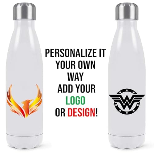 EKAM Personalised Stainless Steel Water Bottle Customise with Your own Image and Text - Thermal Vacuum Insulated 500ml Water Bottle Gift Back to School, Christmas, Mother Day, Fathers Day, Birthday — view 3