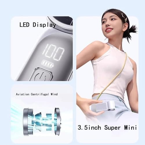 Pyltor 100 Speed Wind Digital Display Handheld Fan, 3000mAh Personal Pocket Fan,Blowing Device For Outdoor, Camping, Hiking, Travel, Compact & Ultra-Quiet Design, Strong Air (Green) — view 5
