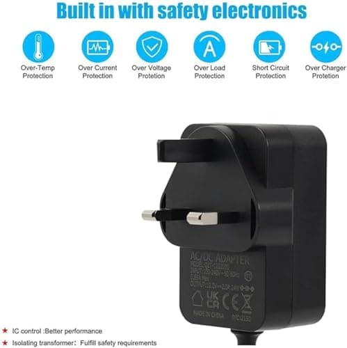 Aimayla 12V DC Power Adapter Charger for Logitech Meetup 960-001101 960-001201 960-001102 Logi PTZ Pro 2 Camera Video Conference System Echo Dot 3rd 4th Gen DC12V 1.5A Power Supply UK Plug PSU — view 3