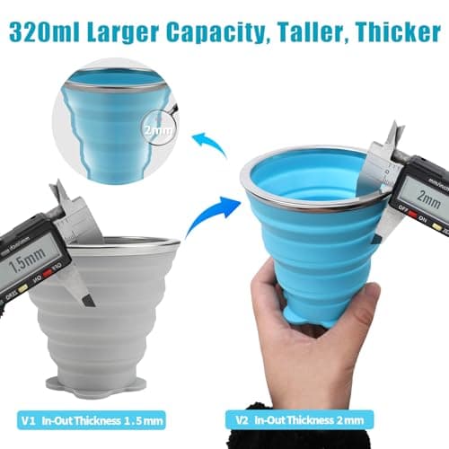 ddLUCK Silicone Collapsible Camping Cup, 320ml Foldable Travel Mug with Lid — view 4
