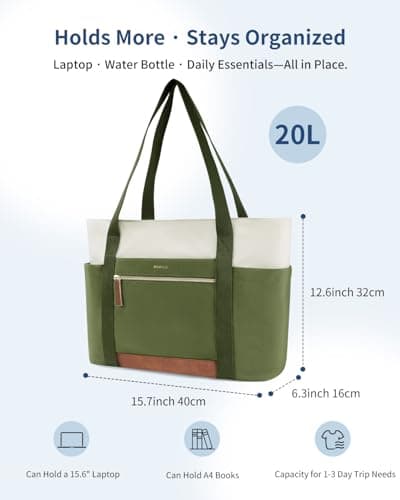 ECOHUB Large Tote Bags for Women, Lightweight Laptop Work Bag with Zipper — view 6