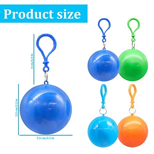 TULEBOLIAN 4-Pack Waterproof Raincoat Balls for Adults - Lightweight, Portable Emergency Ponchos with Key Rings, Ideal for Camping, Hiking, Cycling & Outdoor Sports — view 4