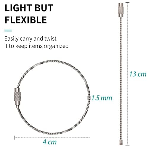 Uniclife 20 Pack Wire Keychain Cable 13cm Large Steel Key Ring Hoop Chain — view 3