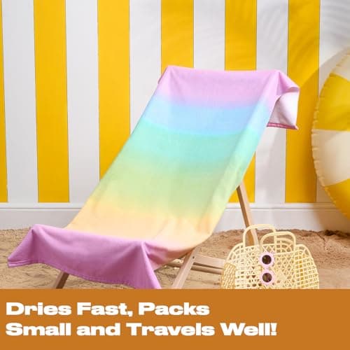 Dreamscene Large Beach Towel Ombre Print, Soft Quick-Dry Lightweight Microfibre Beach Towel For Adults & Kids Swimming Towel For Holiday Essentials, Multi-71x152cm — view 5