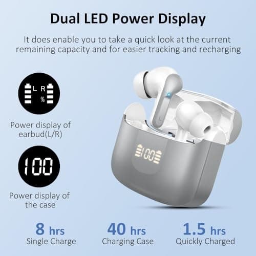 Ordtop Bluetooth 5.4 Earbuds, Stereo Wireless Headphones, 50+Hrs Deep Bass — view 4