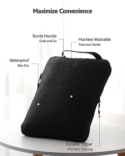 OrgaWise Extra Large Compression Packing Organiser 5/6 Set Cube Suitcase Storage Organizer Bag Expandable Packing Divider Pouch for Packing (Black 5set) — view 5