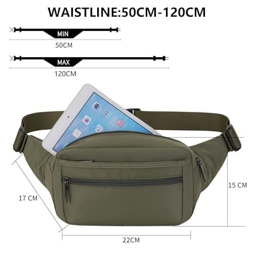 GERIINEER Bumbag Fanny Pack Large Size for Women Men Waterproof with 5 Zipped Pockets — view 5
