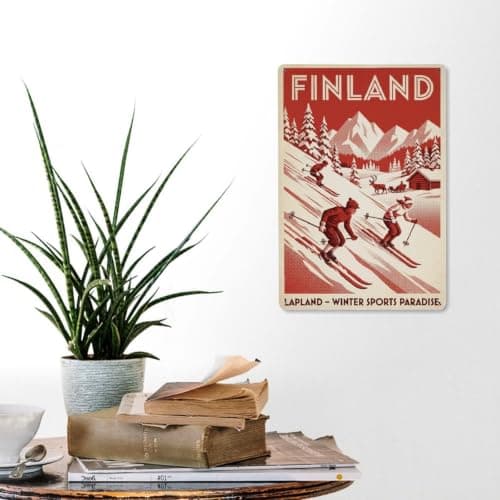 Lapland Skiing Mountain Winter Travel Sports Metal Tin Sign — view 6