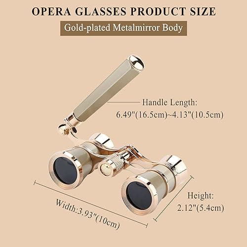 Aroncent Opera Glasses Binoculars 3X25 Theater Glasses Mini Binocular Compact with Handle for Adults Women in Opera Musical Concert — view 3