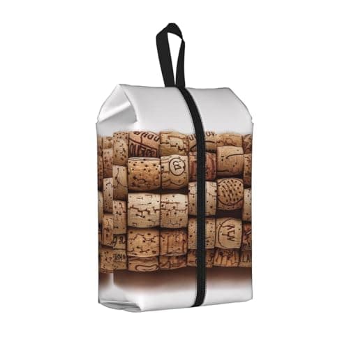 Wine Cork Print Travel Shoe Bag, Portable Shoe Bag with Zipper Closure Unisex Shoe Pouch Lightweight Shoe Organizer for Travel Storage Home Use, 1Pcs