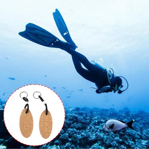 Cork Floating Keychain with Rubber Rope for Swimming, B, A — view 2