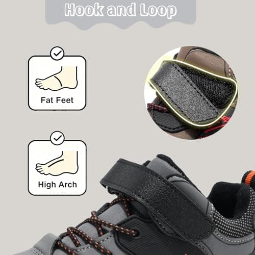 Unitysow Kids Hiking Boots Boys Waterproof Walking Shoes Trainers Children Outdoor Lightweight Trekking Footwear Camping Climbing Shoes Sneaker,Grey,4 UK — view 3