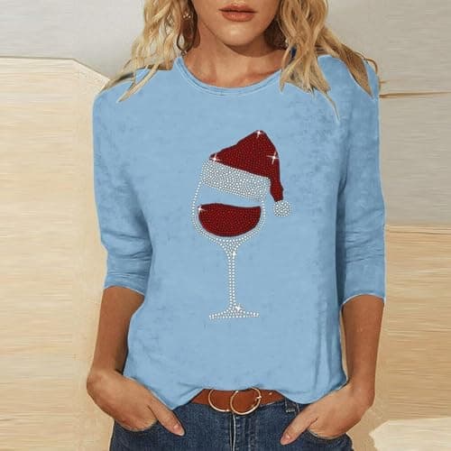 2026 New Womens Crew Neck T Shirt Drop Shoulder Printed Casual Tee Fitted Shape Breathable Feel Summer Top for City Break Skirts Shorts Daily Wear Neat Outfit Building Light Blue L — view 2