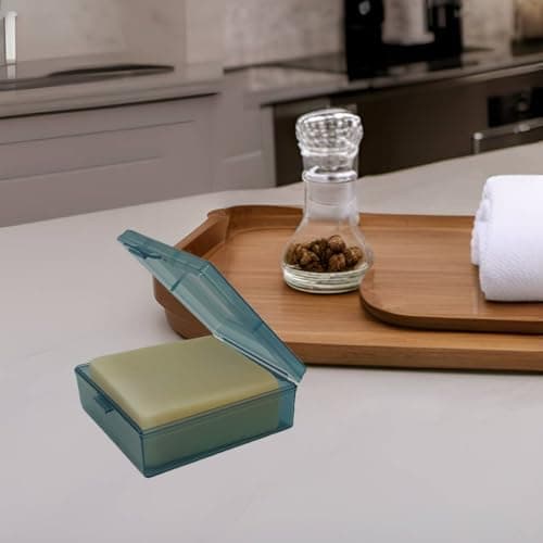 Elimeta Bathroom Soap Dishes (2-pack) - Square Travel Soap Container with Lid - Portable Bar Soap Holder for Shower - Blue - Polypropylene (PP) Material — view 3