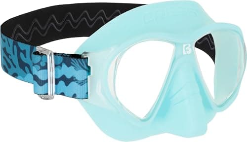 CRESSI since 1946 - Force Mask - Separate Polycarbonate Lenses and Soft TPR Face Mask Ideal Snorkelling Surface Swimming and Beach Holidays - Ice Cyan Elastic Strap Coral Blue - One Size - Adult — view 2