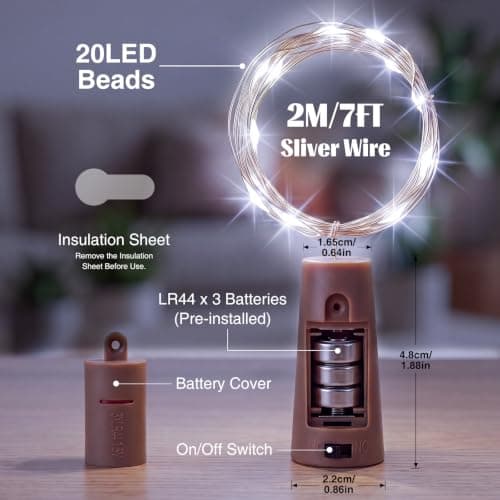 btfarm 6 Pack Bottle Lights with Cork 2M 20LED Fairy Light Battery Operated — view 4