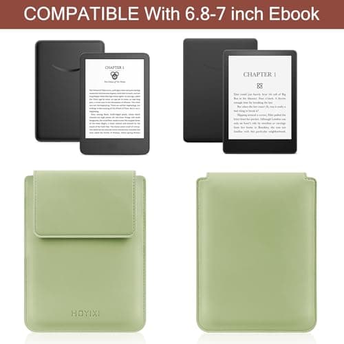 HoYiXi Universal Sleeve Case for 6.8",7" Paperwhite/Colorsoft/Signature Edition 2025 & 2021 Compatible 6.8" Kobo Clara HD/PocketBook/Tolino Protective Case for 6.8'' 7'' ebook Reader, Light Green — view 2