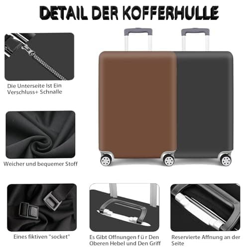 Suitcase Protective Cover Elastic Suitcase Protective Cover Protective Cover for Suitcases with Zip Washable Suitcase Cover Scratch-Resistant Suitcase Cover Protective Case, brown, L — view 2