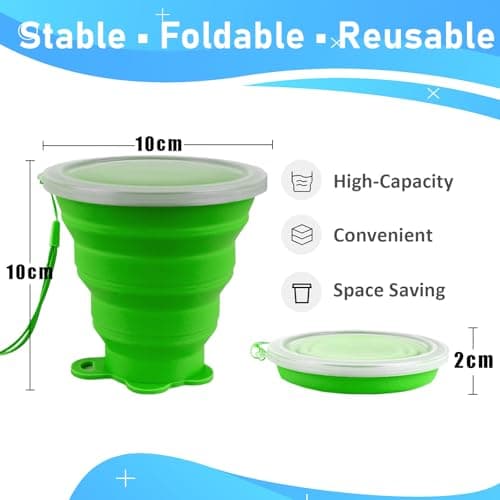ddLUCK Silicone Collapsible Camping Cup, 320ml Foldable Travel Mug with Lid — view 2