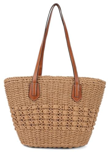 Pocadri Women's Straw Hobo Bag Woven Shoulder Bag Large Totes Summer Travel Beach Handbag Handmade Purse, Coffee