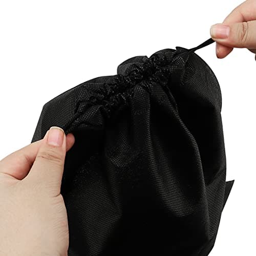 HEIHAK 20 Pieces Travel Shoe Bags, Large Portable Drawstring Shoes Storage Bags Non-Woven Organizers with Clear Slots, Dust Proof Fabric Packing Pouch for Daily Storage, Black — view 5