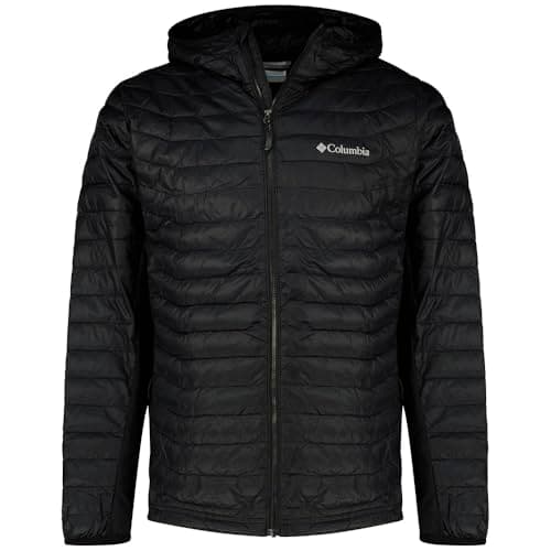 Columbia Men's Powder Pass Hybrid Hooded Jacket, Hooded Puffer Jacket, Black, M