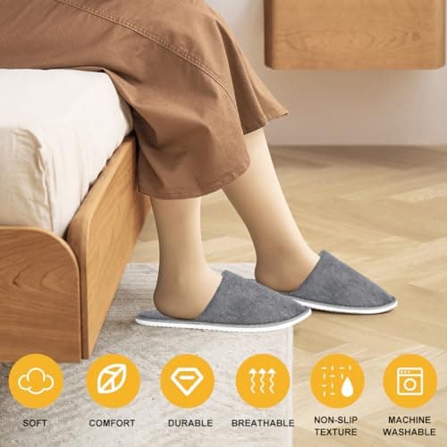 Cosysparks Portable Travel Slippers, Non-Disposable Hotel Slippers Reusable Spa Flight Anti-Slip Indoor House (Starry Sky Grey, UK Footwear Size System, Adult, Women, Alpha, Medium, One Size) — view 4