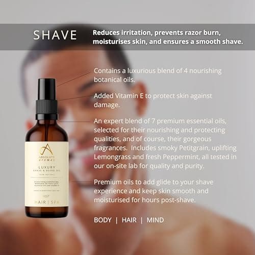 Absolute Aromas Luxury Men's Shave Gift Set - Natural Grooming Kit with Shaving Oil, Travel Oil & Facial Flannel - Gift for Men — view 3