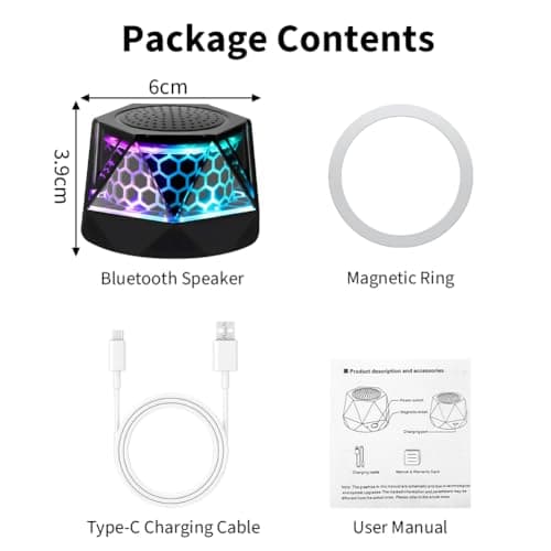 vsshe G300 Bluetooth Speaker, Ultra Small Portable Wireless Speaker with Magnetic Adsorption for Phones Metal Surfaces, with Multi-Color RGB Colorful Lights and Phone Holder, for Hiking and Outdoors — view 5