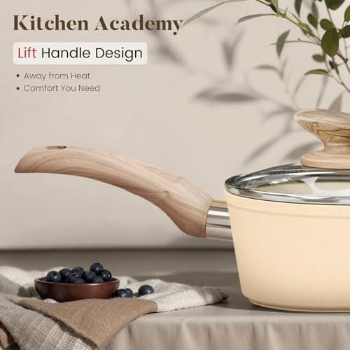 Kitchen Academy Induction Hob Pots and Pans Set Non Stick, Beige — view 5