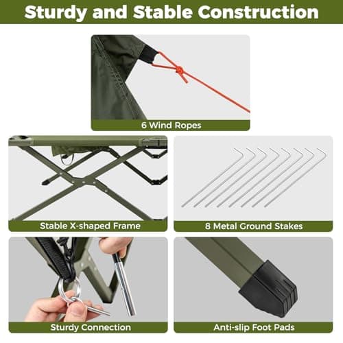 COSTWAY 2 Person Foldable Camping Tent, Elevated Tent Cot with Camping Bed, Waterproof Rainfly, 2 Mesh Doors and Wheeled Bag, Portable Outdoor Dome Tent (Round, 194 x 145 x 150 cm) — view 4
