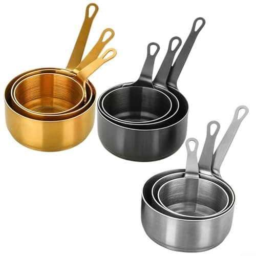 3 Piece Saucepan Set - Stainless Steel Pans, Stainless Steel Sauce Milk Pan Cooking Pot with Ergonomic Handle, Suitable for All Kitchen Stove Top(Gold) — view 2