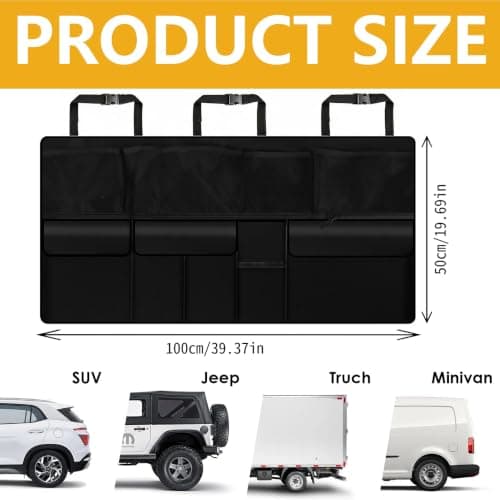 Car Boot Organiser, 100 x 50 cm Car Boot Bag, 600D Oxford Fabric Hanging — view 2