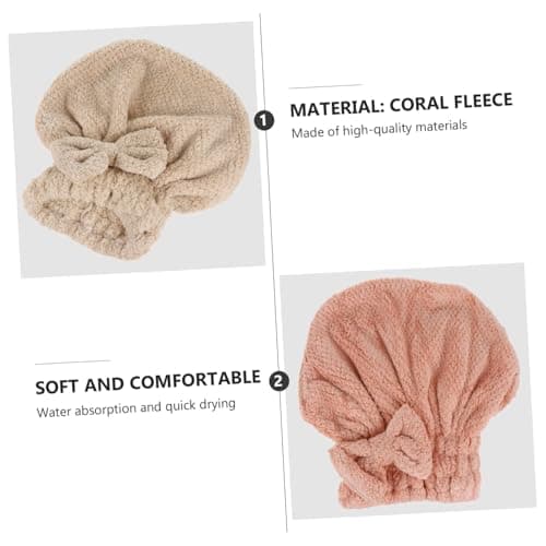 LABRIMP 3pcs Coral Fleece Shower Cap for Women Hair Drying Towel Wrap Super Absorbent Soft and Comfortable for Travel and Gym Use — view 3