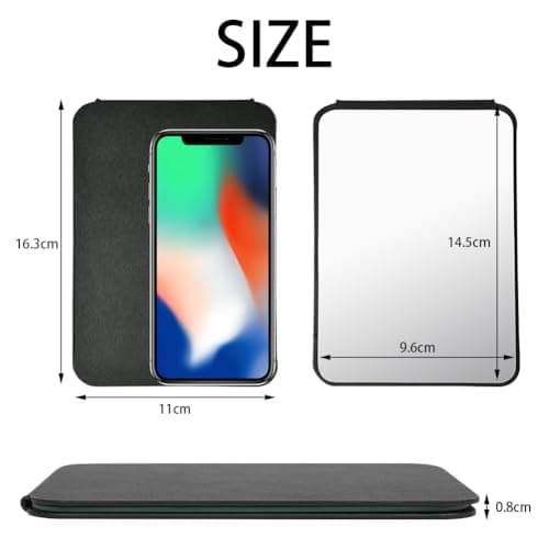 OSDUE Folding Tabletop Mirror, 16 * 11cm Black PU Leather Portable Travel and Desktop Vanity Mirror with Stand for Office Desk, Vanity Table, Camping — view 2