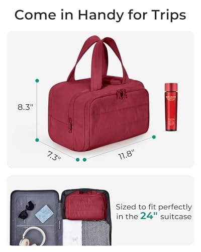 BAGSMART Large Travel Toiletry Makeup Bag, Upright Storage, Brush Pocket — view 6
