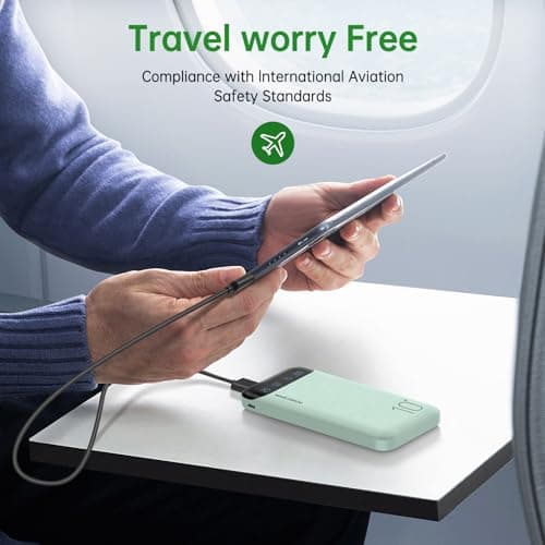 Portable Charger 10000mAh Slim USB C Input and Output Power Bank with LED Display Lightweight External Battery Pack Compatible for iPhone 14/13/12, iPad, Samsung etc. (green) — view 5
