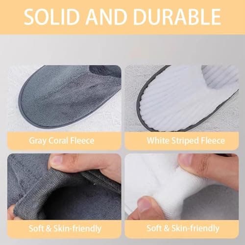 FJDRSIG 3 Pairs Hotel Slippers,Soft Coral Fleece Spa Slippers,Non Slip Washable Reusable Guest Shoes,for Spa Party Guest Swimming Pools and Travel,White Color Comfortable Indoor Outdoor Use — view 6