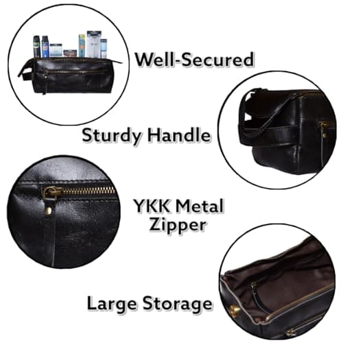 MILITARIA STUFFS Leather Toiletry Bag Dopp Kit : Vintage Unisex Travel Dopp Kit : for Toiletries, Cosmetics & More : Spacious Interior & Waterproof Lining : Compact, Fits Easily in Luggage (Brown), — view 5