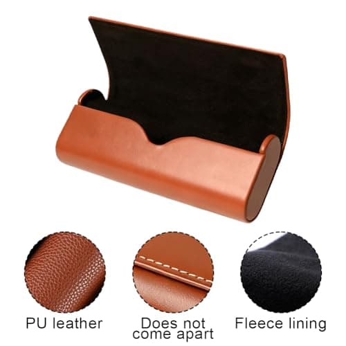 Mornavith Glasses Case Hard Shell, 2Pcs Portable Durable PU Hardshell Spectacle Cases for Men Women Unisex Sunglasses (Maroon + Black) — view 6