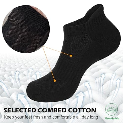 Josnown Men’s Trainer Socks 6 Pack – Cushioned Running & Gym Ankle Socks — view 4